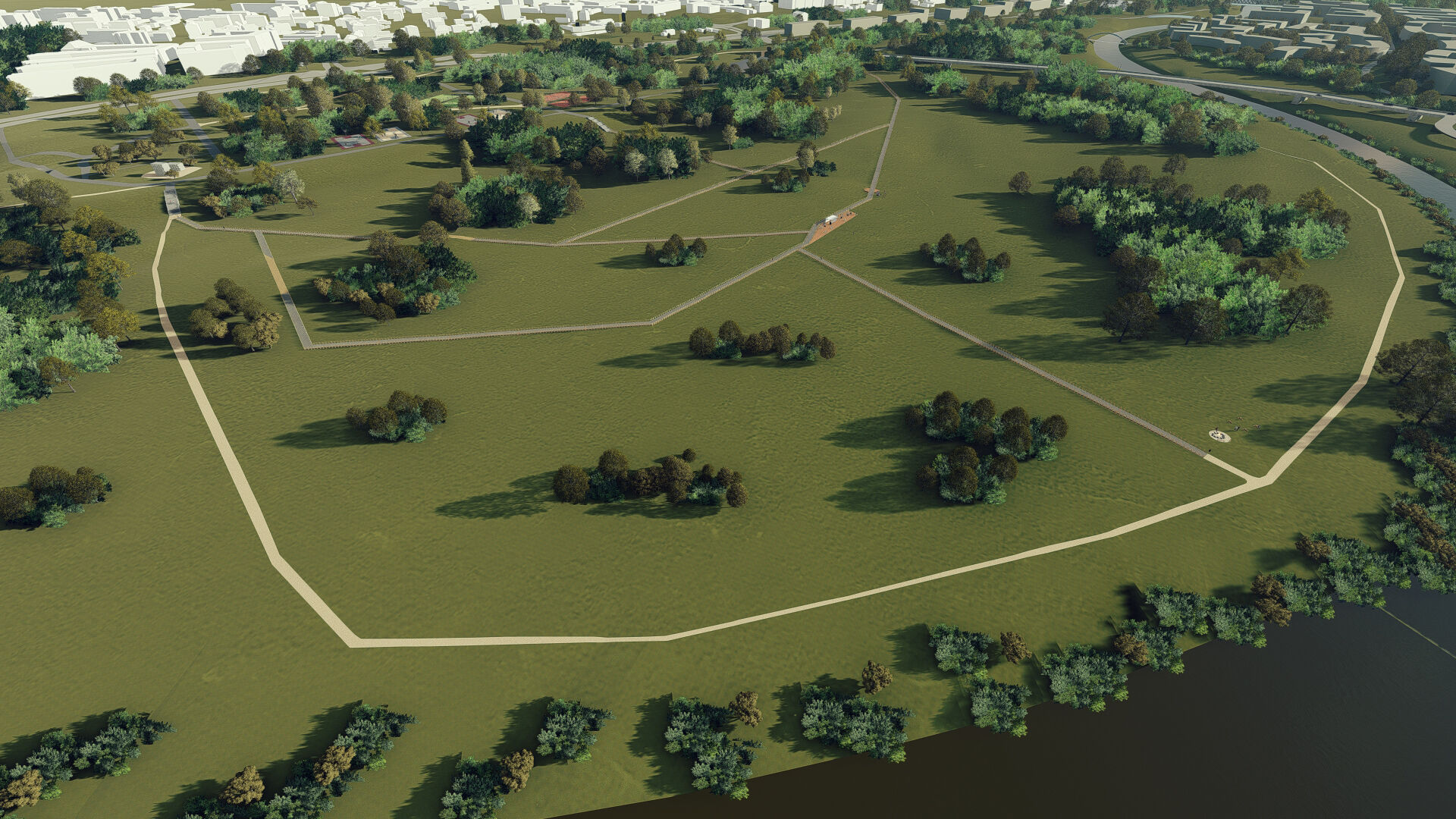 Dolina Warty - wizualizacja - propozycja zagospodarowania /widok na projektowany Park Ekologiczny na Zawadach/