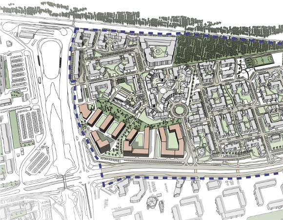 Grafika. Propozycja zagospodarowania terenu wg projektu mpzp.