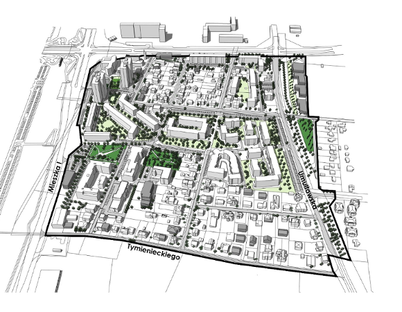 Grafika. Propozycja zagospodarowania terenu wg projektu mpzp.