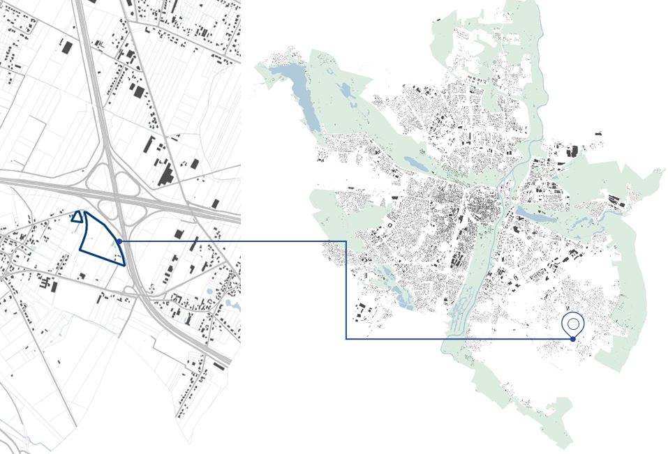 Lokalizacja projektu planu na tle miasta