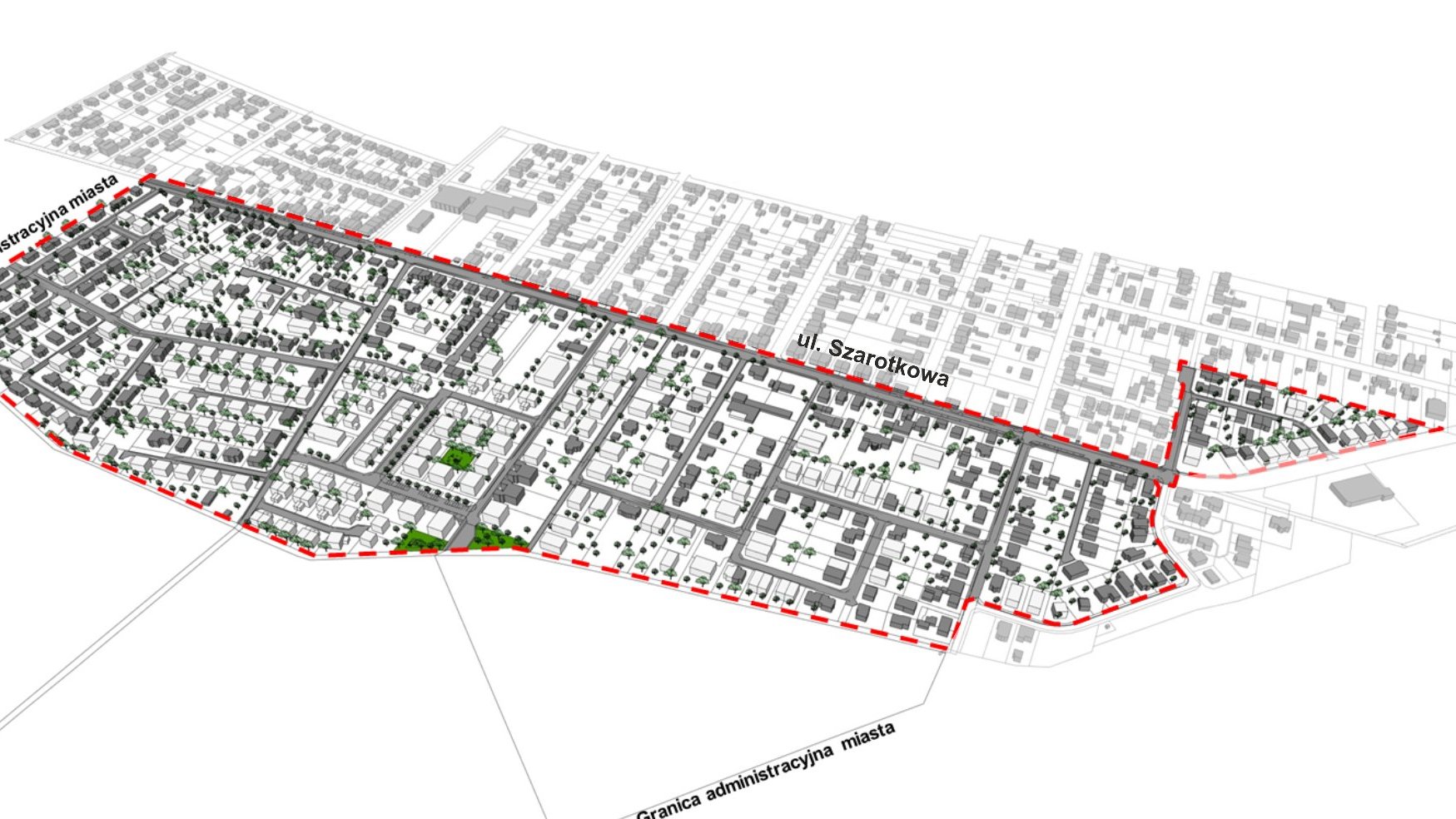 model 3D - propozycja zagospodarowania (etap: wyłożenie do publicznego wglądu) - grafika artykułu