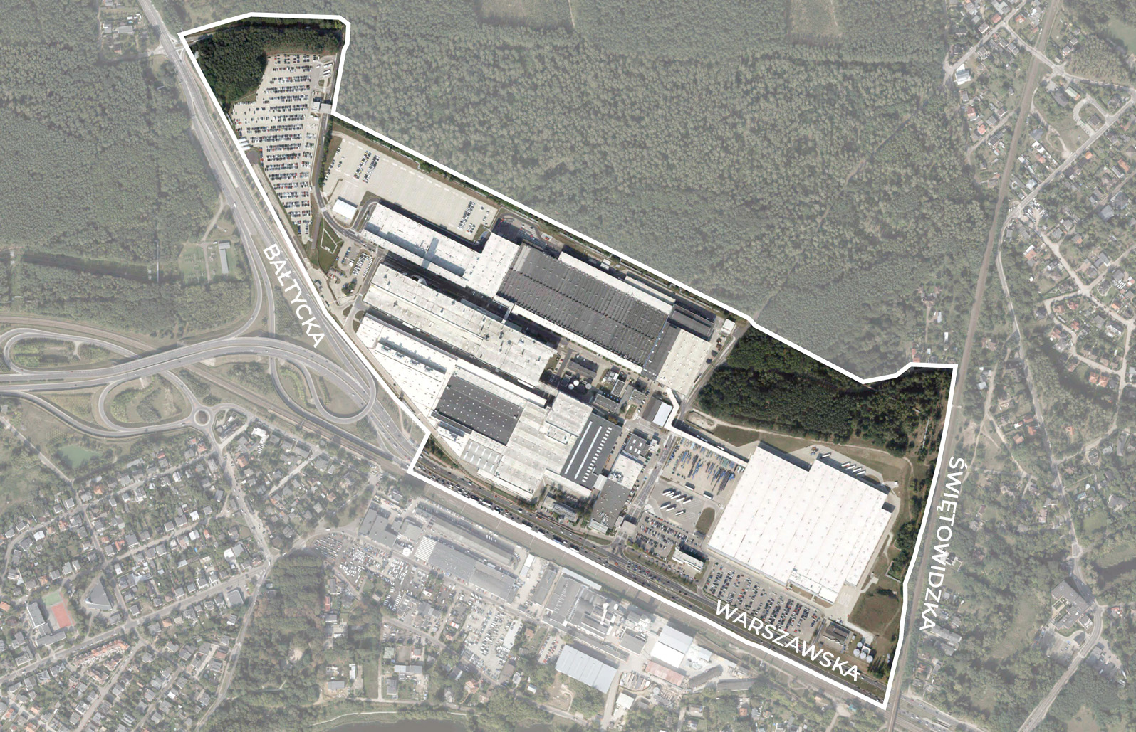 "Strefa przemysłowa w rejonie ulic Bałtyckiej i Warszawskiej" - granica opracowania projektu mpzp "Strefa przemysłowa w rejonie ulic Bałtyckiej i Warszawskiej" - granica opracowania projektu mpzp