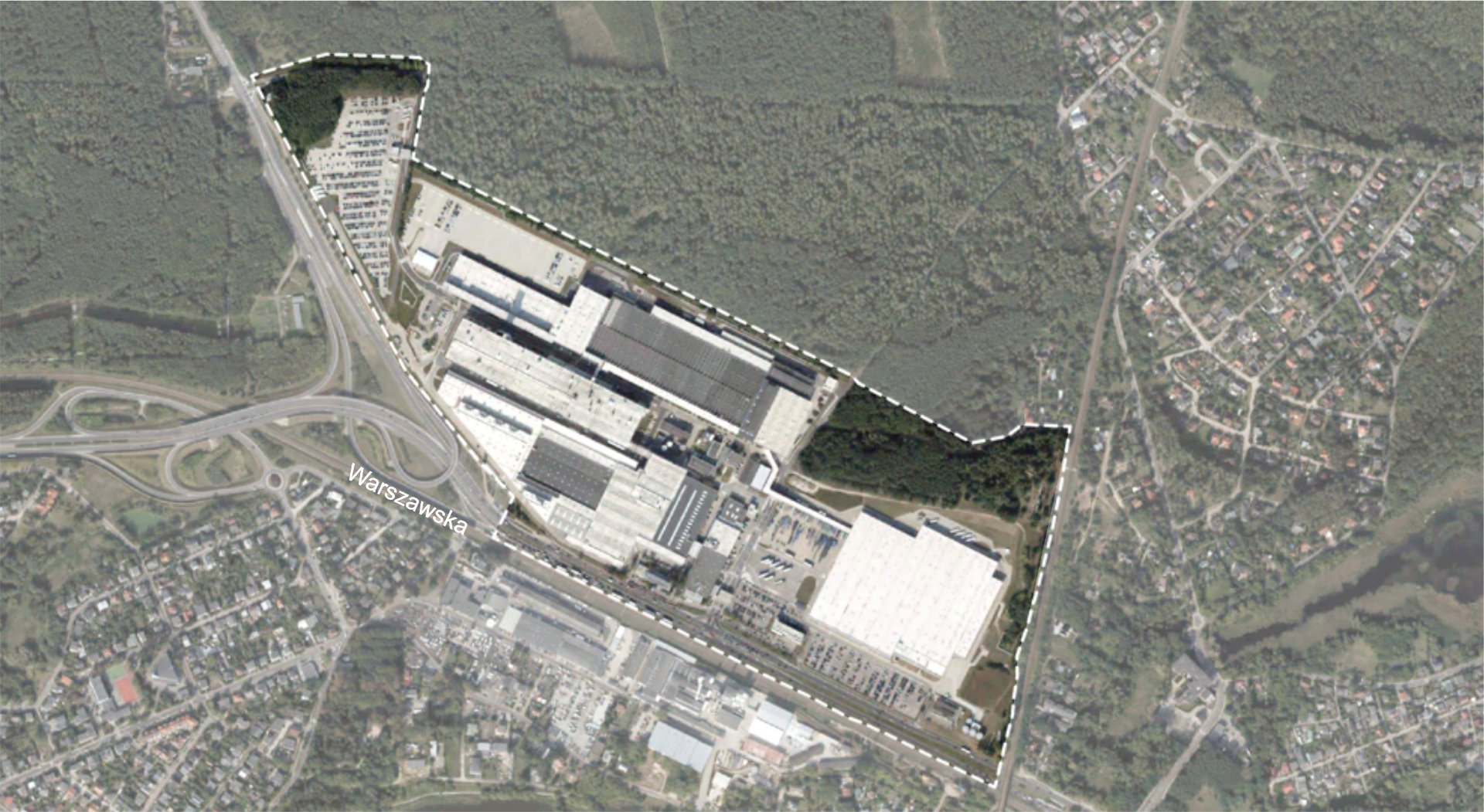 "Strefa przemysłowa w rejonie ulic Bałtyckiej i Warszawskiej" - granica opracowania projektu mpzp