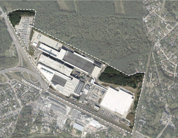 "Strefa przemysłowa w rejonie ulic Bałtyckiej i Warszawskiej" - granica opracowania projektu mpzp