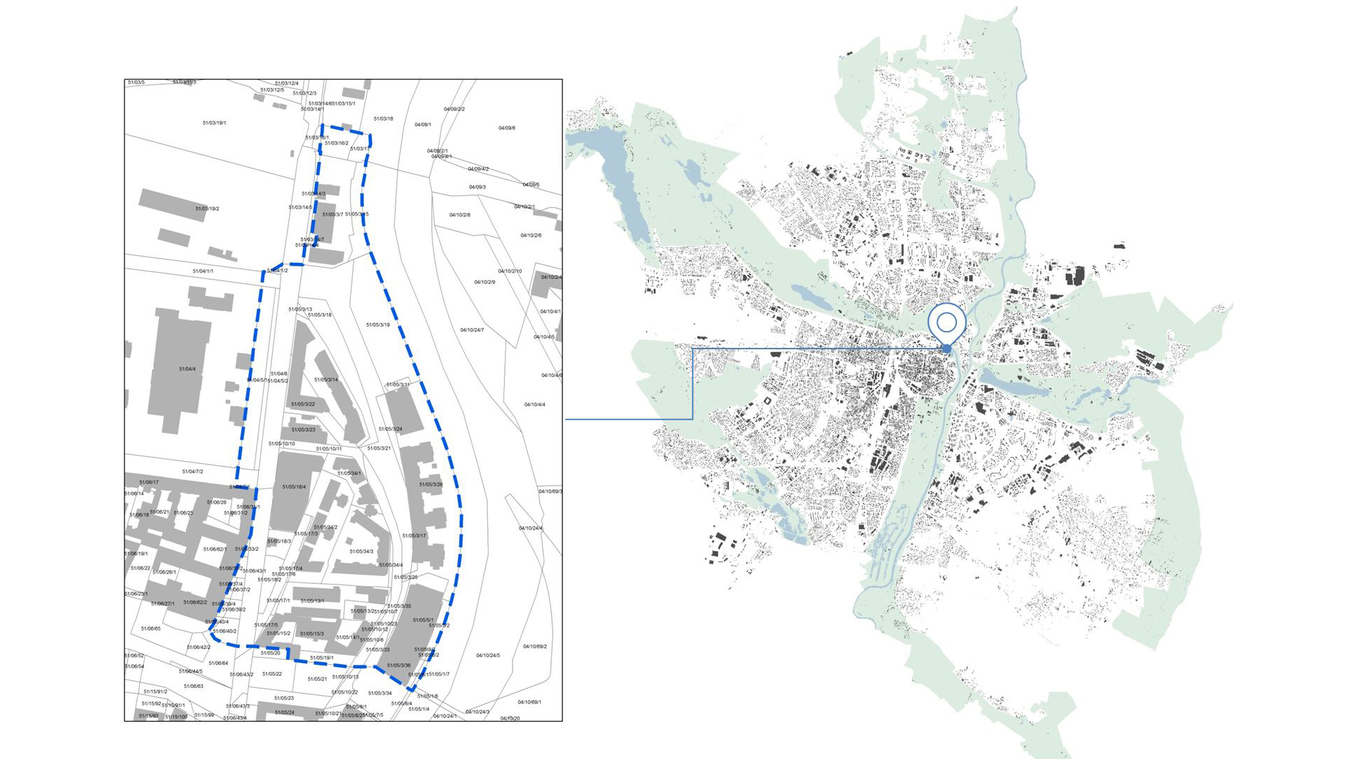 Lokalizacja projektu planu na tle miasta