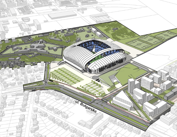 Wizualizacja 3D. propozycja zagosporarowania terenu wg projektu mpzp